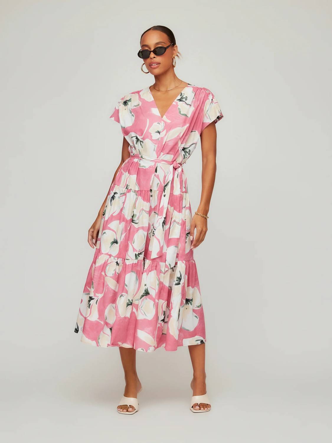 Fifteen Twenty - Kristine Tiered Front Slit Midi Dress