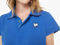 Mother The Lil Match Cropped Polo Shirt in blue - women's long sleeve top - alternate view