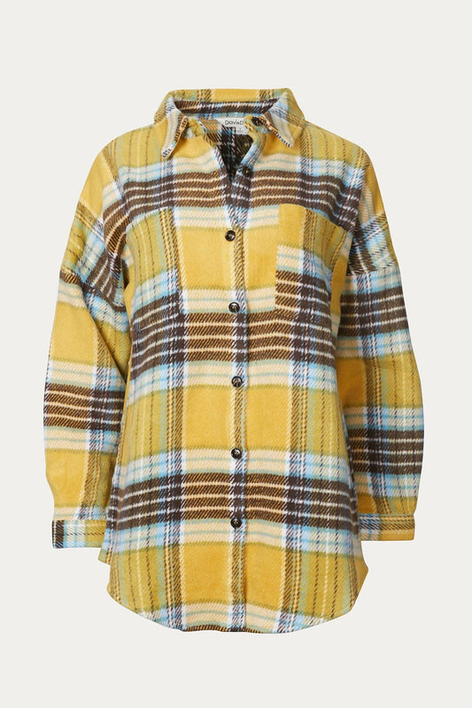 PLAID BRUSHED SHIRT-JACKET