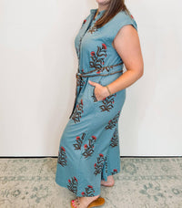Ivy Jane Block Print Jumpsuit in slate - women's pants - detail view