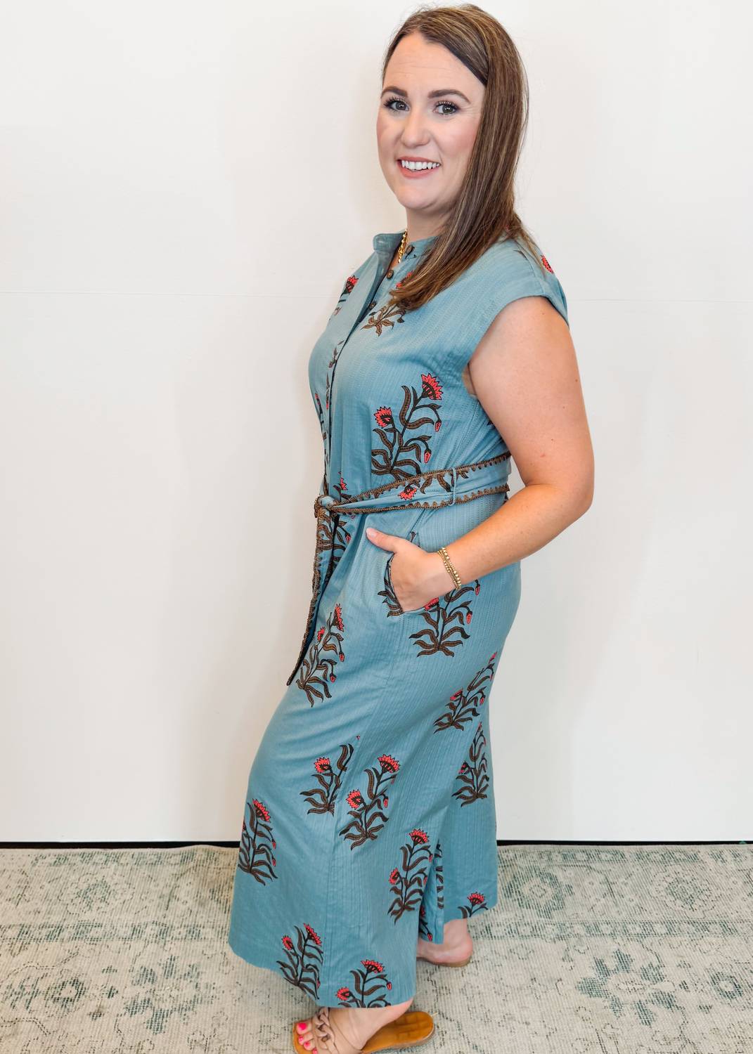 Ivy Jane Block Print Jumpsuit in slate - women's pants - alternate view