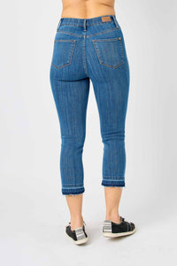 Judy Blue Favorite Pull On Capri Jeans in medium blue - women's pants - alternate view