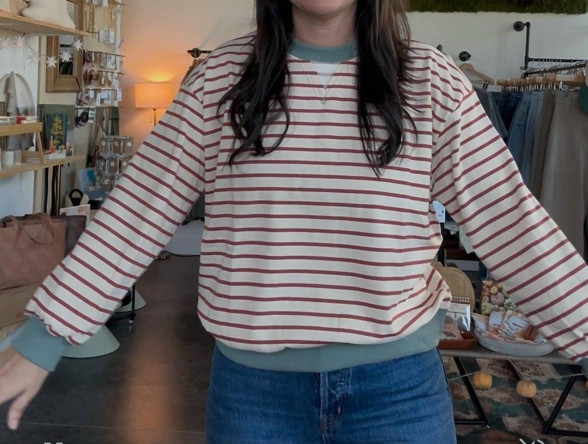 Anniewear - Ginny Long Sleeve Stripe Sweatshirt