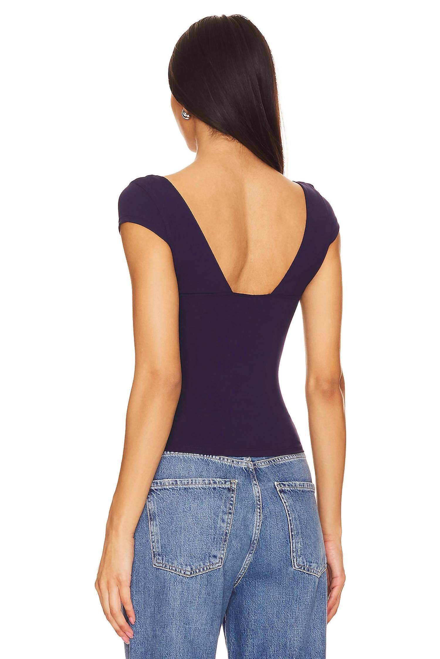 Free People Duo Corset Cami in jazzberry blue - women's t-shirt - detail view