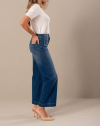 Ferrache Wide Leg Jeans With Transfers On The Pocket in blue - women's pants - detail view
