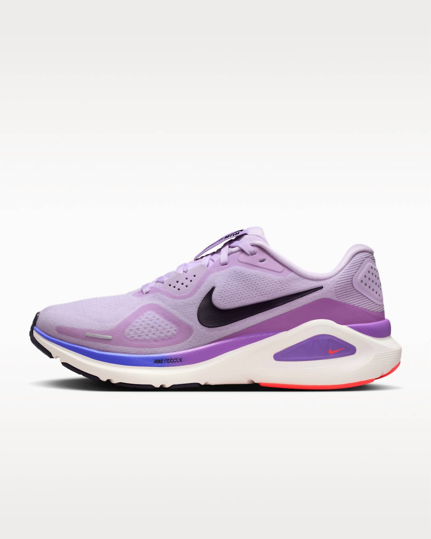 NIKE Women's Structure 26 Road Running Shoes in violet mist bright violet sapphire cave purple - women's shoe - detail view