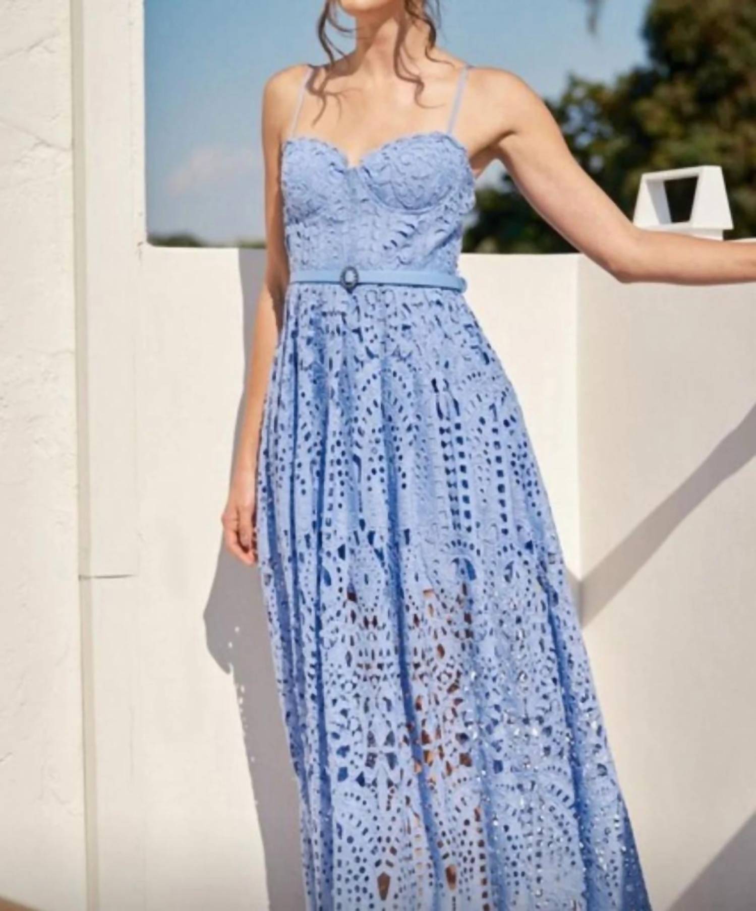 Ina Fashion - Spaghetti Strap Lace Maxi Dress