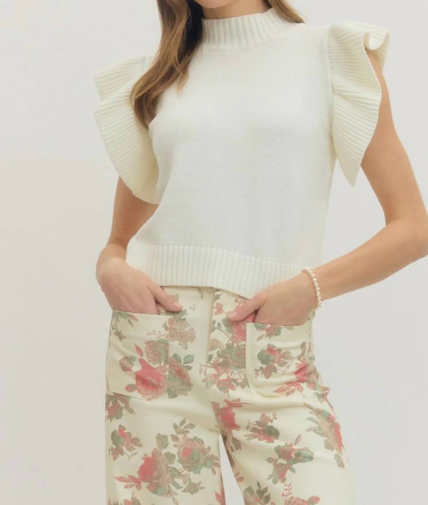 Entro - Lexi Ruffle Sleeve Knit Top
