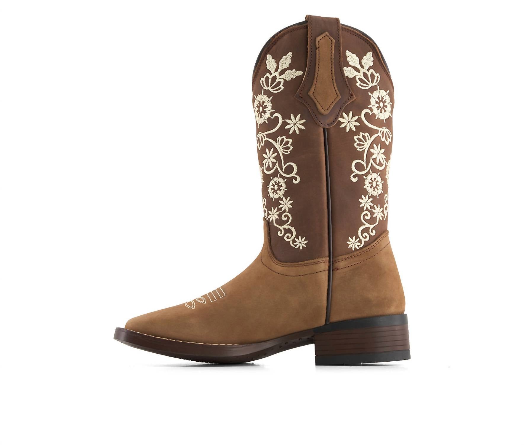 Forastero Women's Authentic Leather Flowers Embroidery Western Boots in brown 1 - women's shoe - detail view