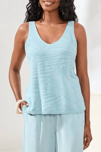 Tribal - Combed Cotton Sleeveless V-neck Sweater