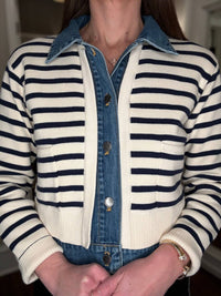 Velvet Heart - Mixed Media Stripe Cardigan 2.14