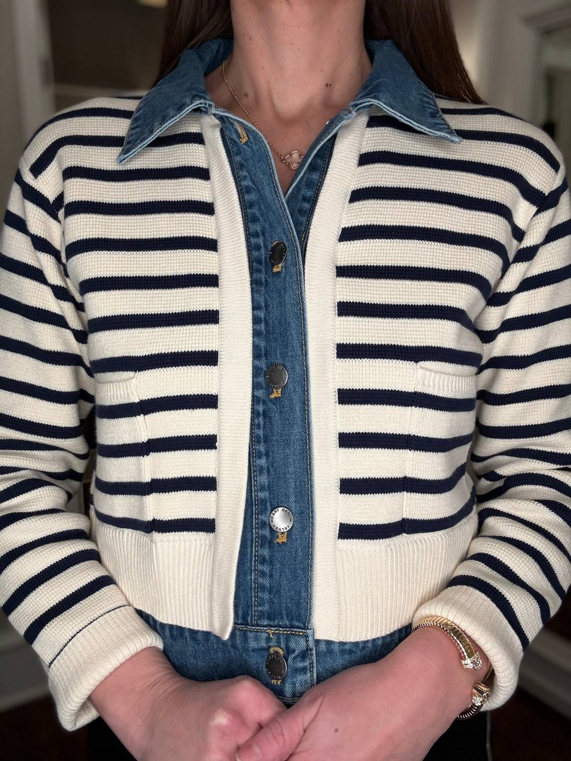 Velvet Heart - Mixed Media Stripe Cardigan 2.14