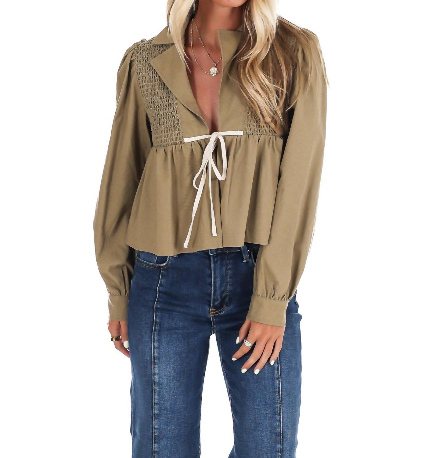 Idem Ditto - Autumn Leaves Tie Front Top