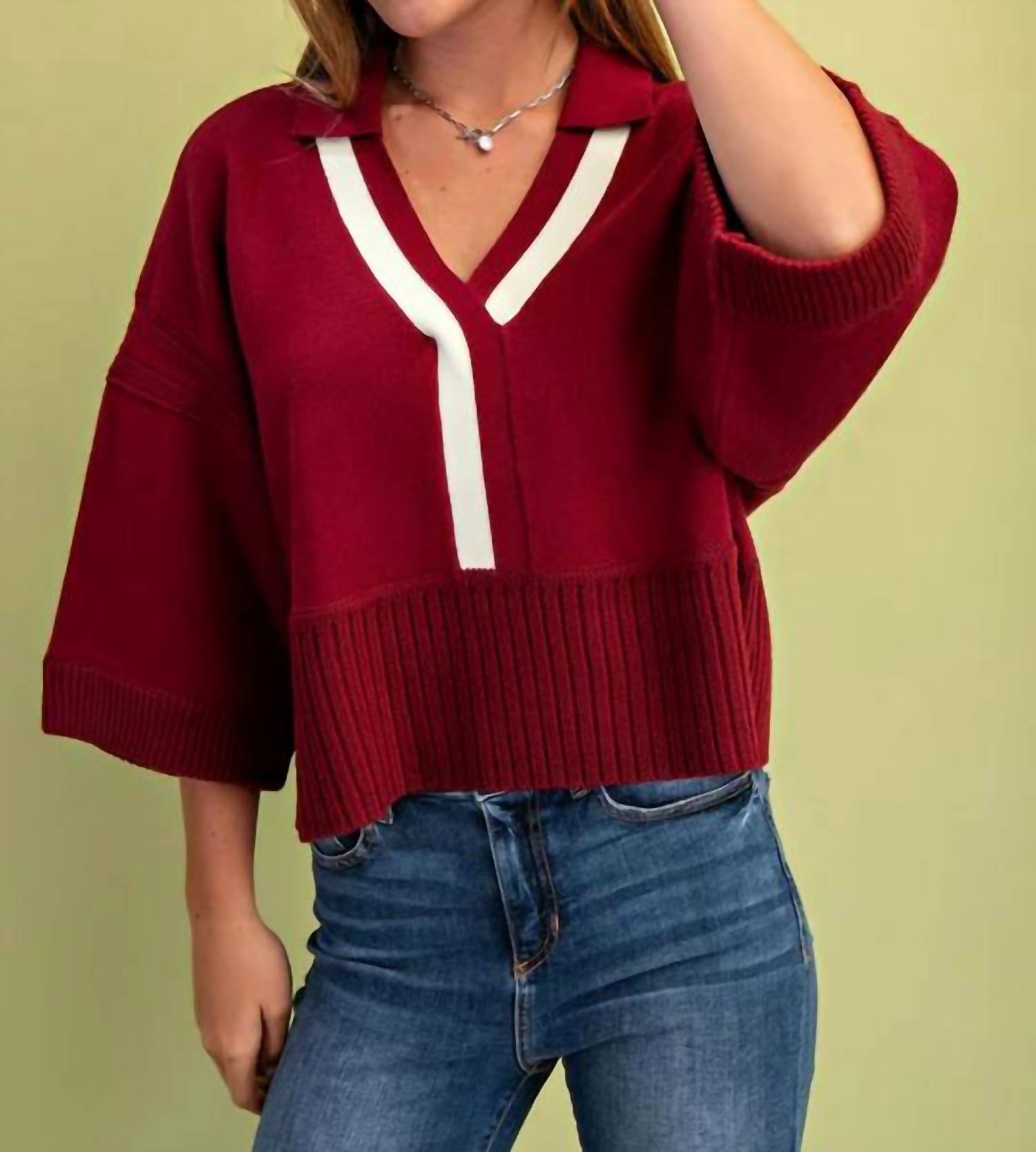Gigio - V Neck Collared Sweater