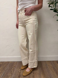 Vervet By Flying Monkey - High Rise Cuffed Wide Leg Denim Pants