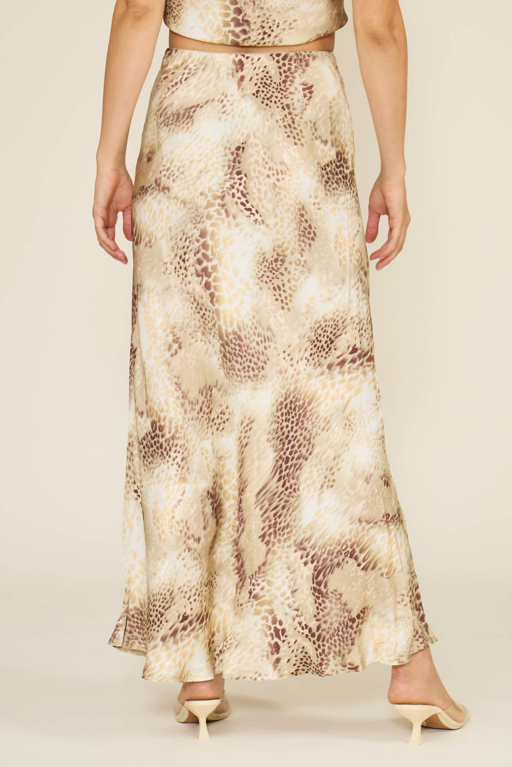 LUCY PARIS Artie Maxi Skirt in beige - women's skirt - detail view