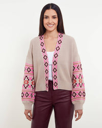 &Isla Thea Aztec Edge To Edge Cardi Top in latte multi - women's sweater
