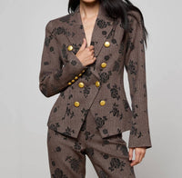 L'Agence - Bethany Flocked Herringbone Blazer