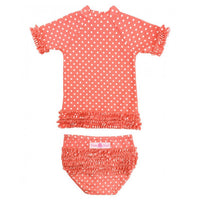 Rufflebutts - Girls' Polka Dot Ruffled Rash Guard Swim Set