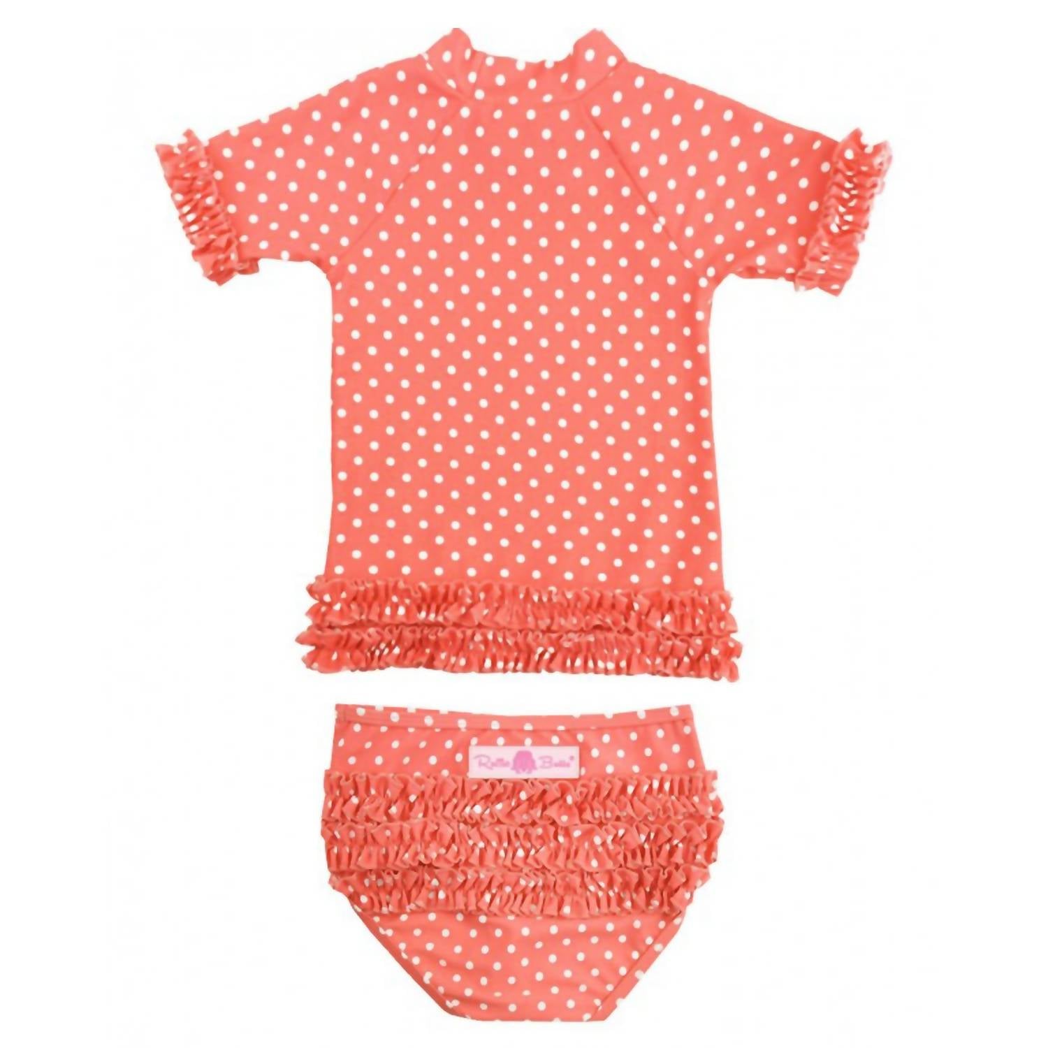 Rufflebutts - Girls' Polka Dot Ruffled Rash Guard Swim Set