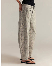 Free People - Good Luck Printed Mid Rise Barrel Jeans