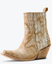 ARIAT Women's Jade Distressed Croc Print Boots in crema - women's shoe