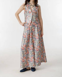 lanhtropy Jack Metallic Linen Vest in florece print - women's jacket