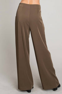 ALLIE ROSE Soft & Drapey Wide Leg Pant in olive brown - women's pants - alternate view