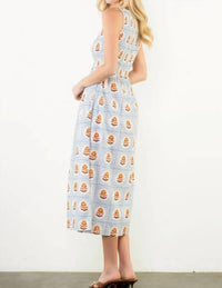 Thml - Sleeveless Smocked Pattern Midi Dress