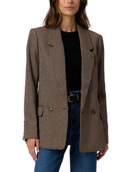 Paige Quentin Double Breasted Blazer in brown multi - women's jacket