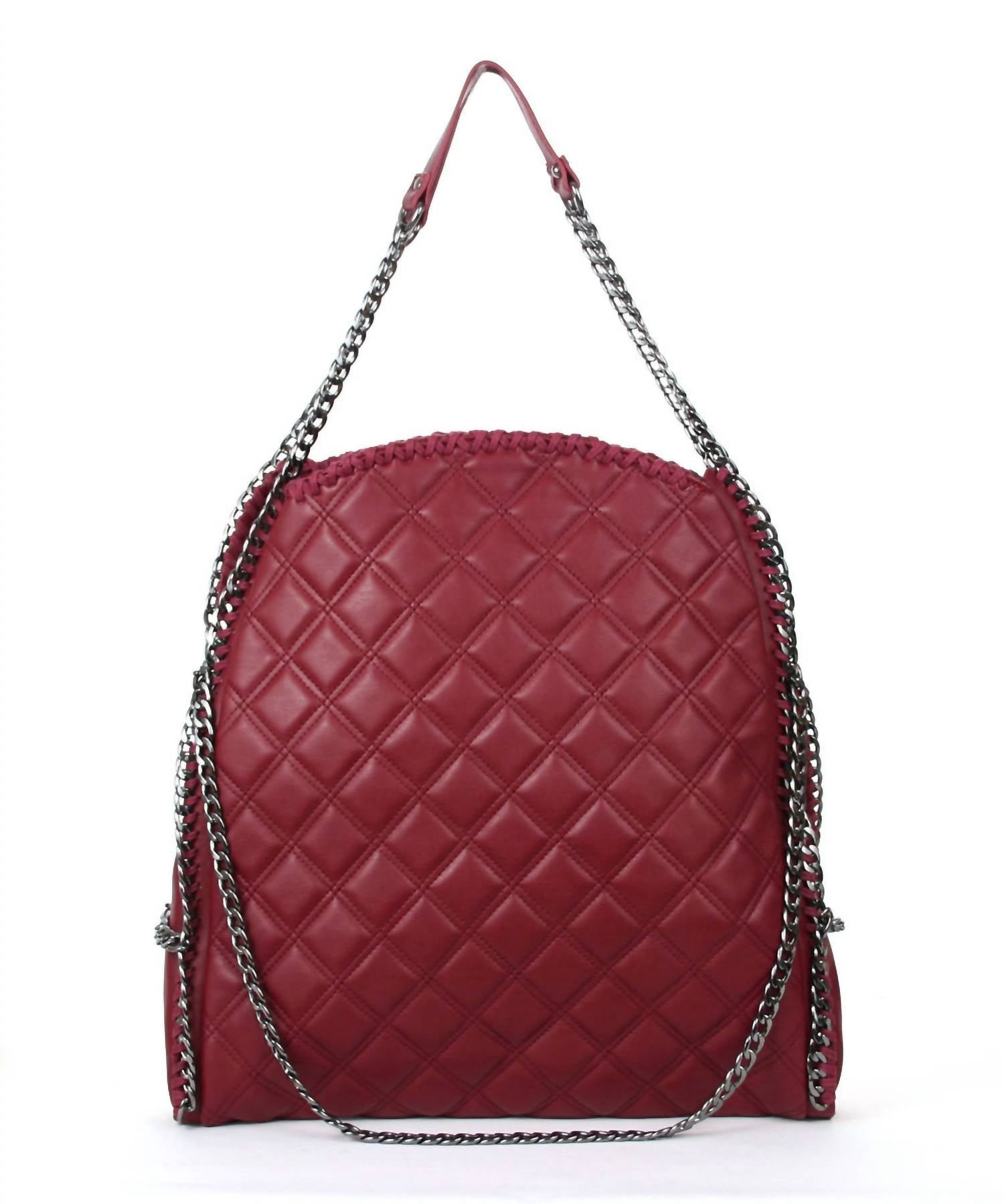 STEVE MADDEN Women's Quilted Tote Bag in wine - women's bag