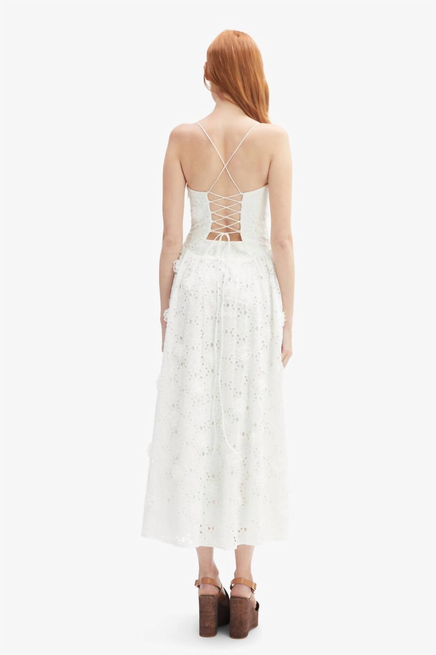 BARDOT Estie Broderie Maxi Dress in white - women's dress - detail view