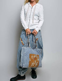 Pol - Patch Pocket Embroidered Woven Tote Bag
