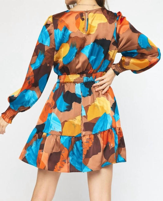 Entro - Printed Long Sleeve Mini Dress