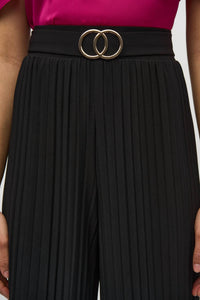 Joseph Ribkoff - Joseph Ribkoff 244169 Black Pleated Wide Leg Pants