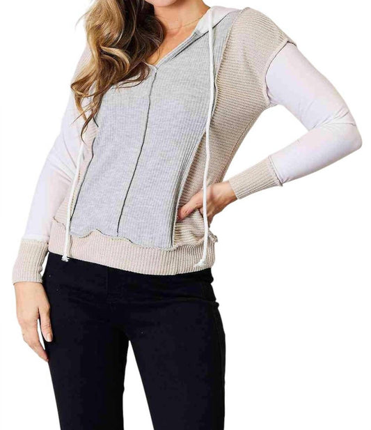 Double Take - Chic Color Block Hoodie With Seam Details