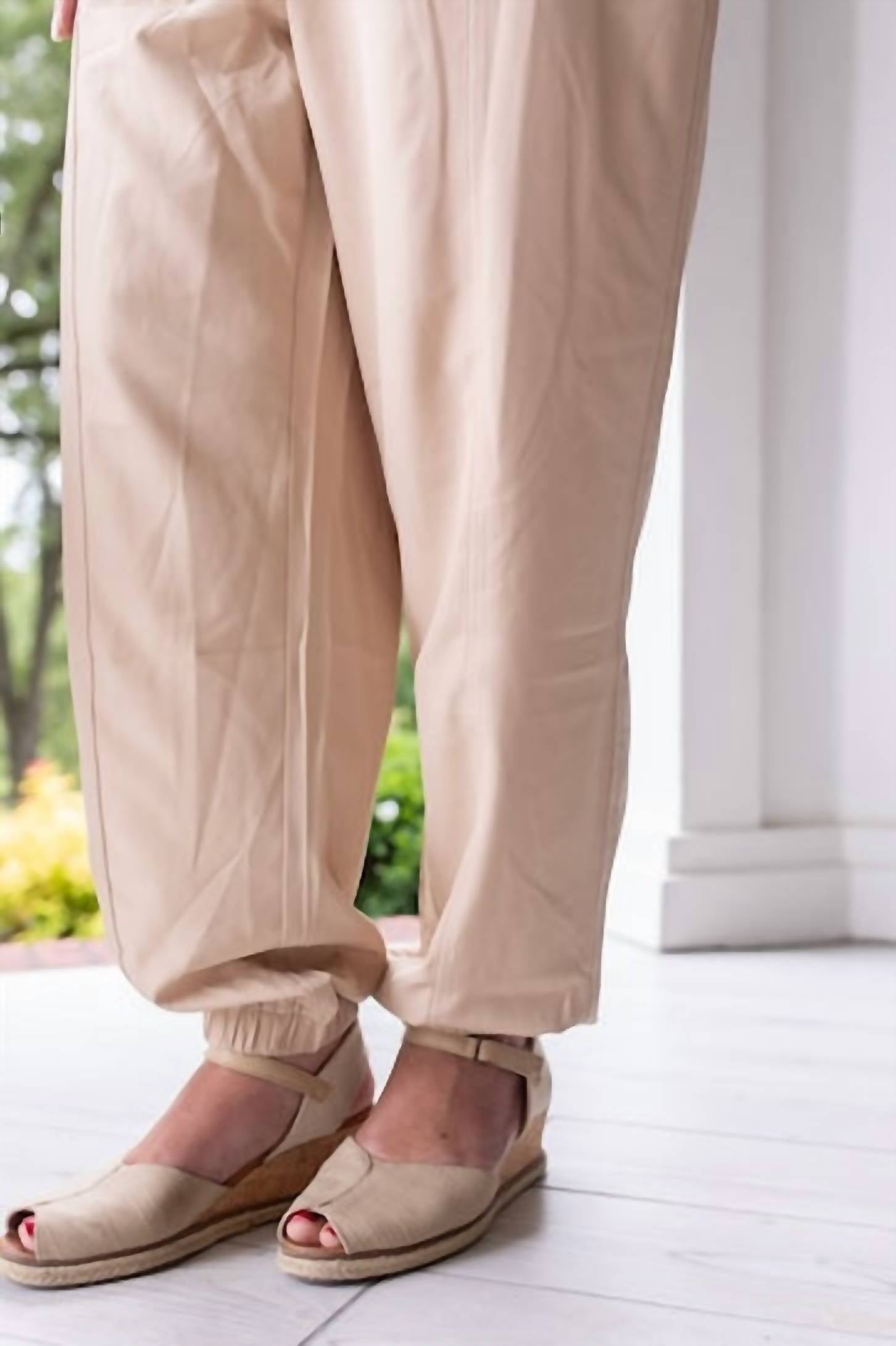 ee:some Comfy Drawstring Jogger Pants in beige - women's pants - view 4