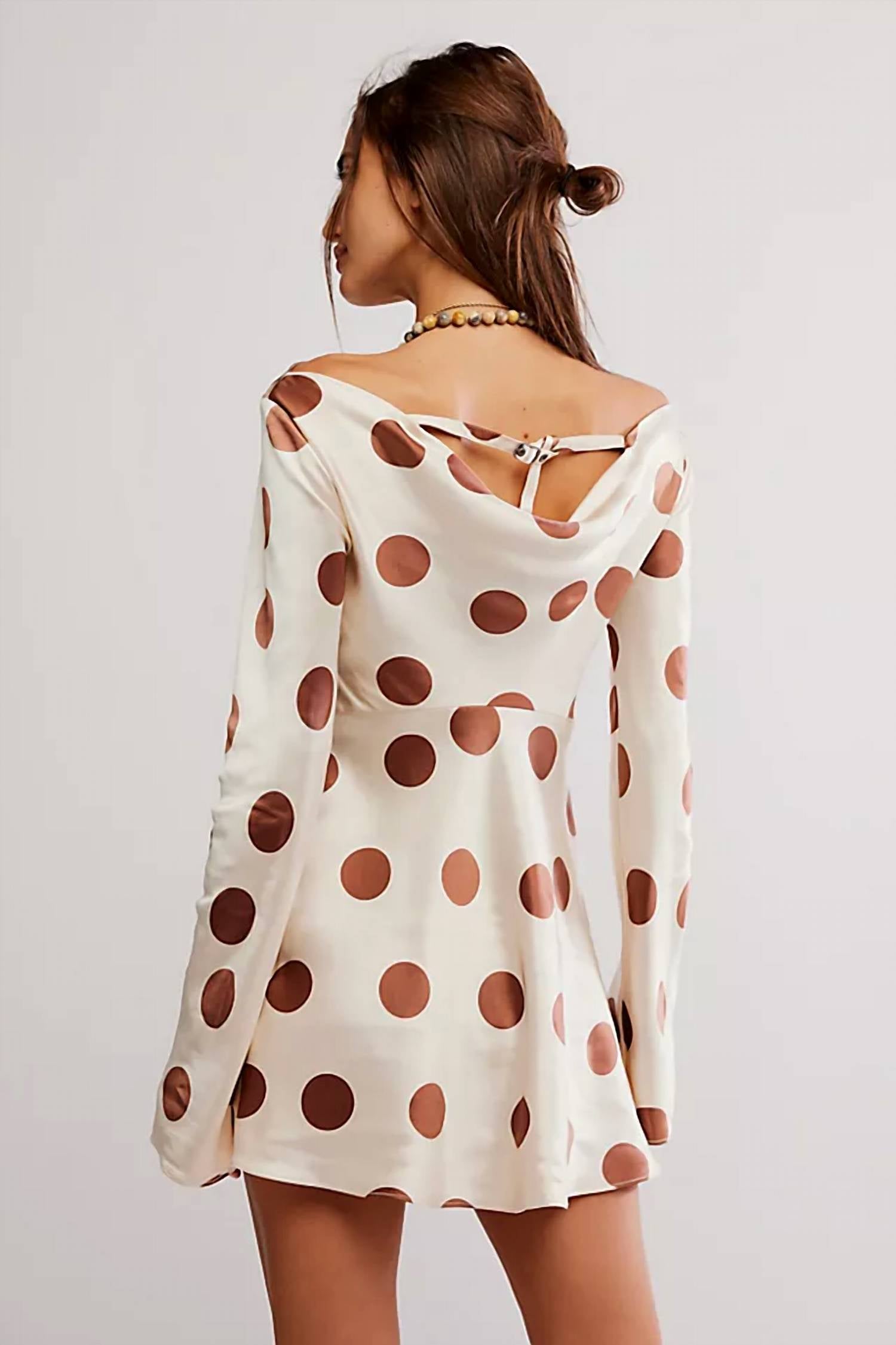 Free People Tigre Printed Mini Dress in tea combo - women's dress - detail view