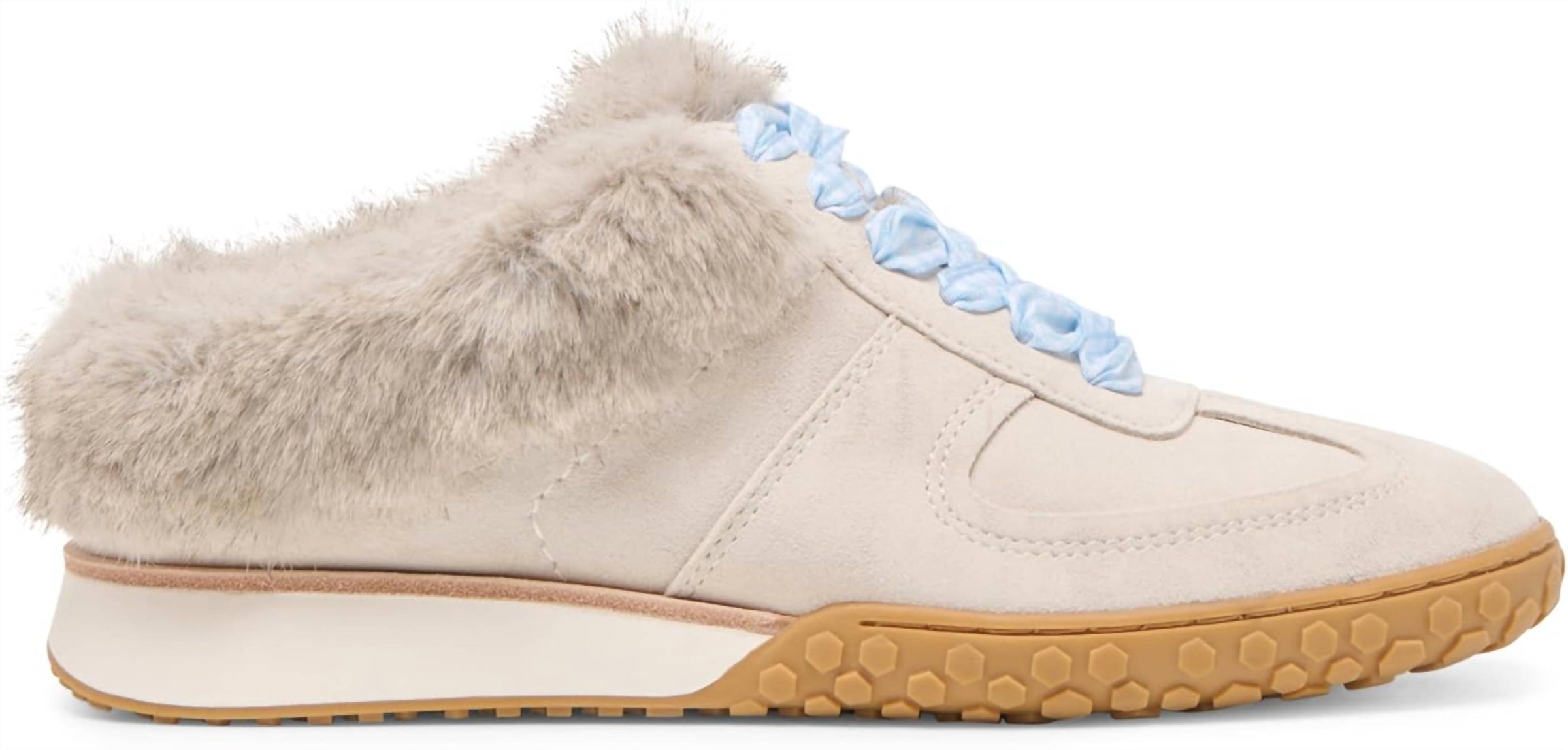 Dolce Vita Women's Izzey Plush Sneakers in light taupe suede 2 - women's sneaker