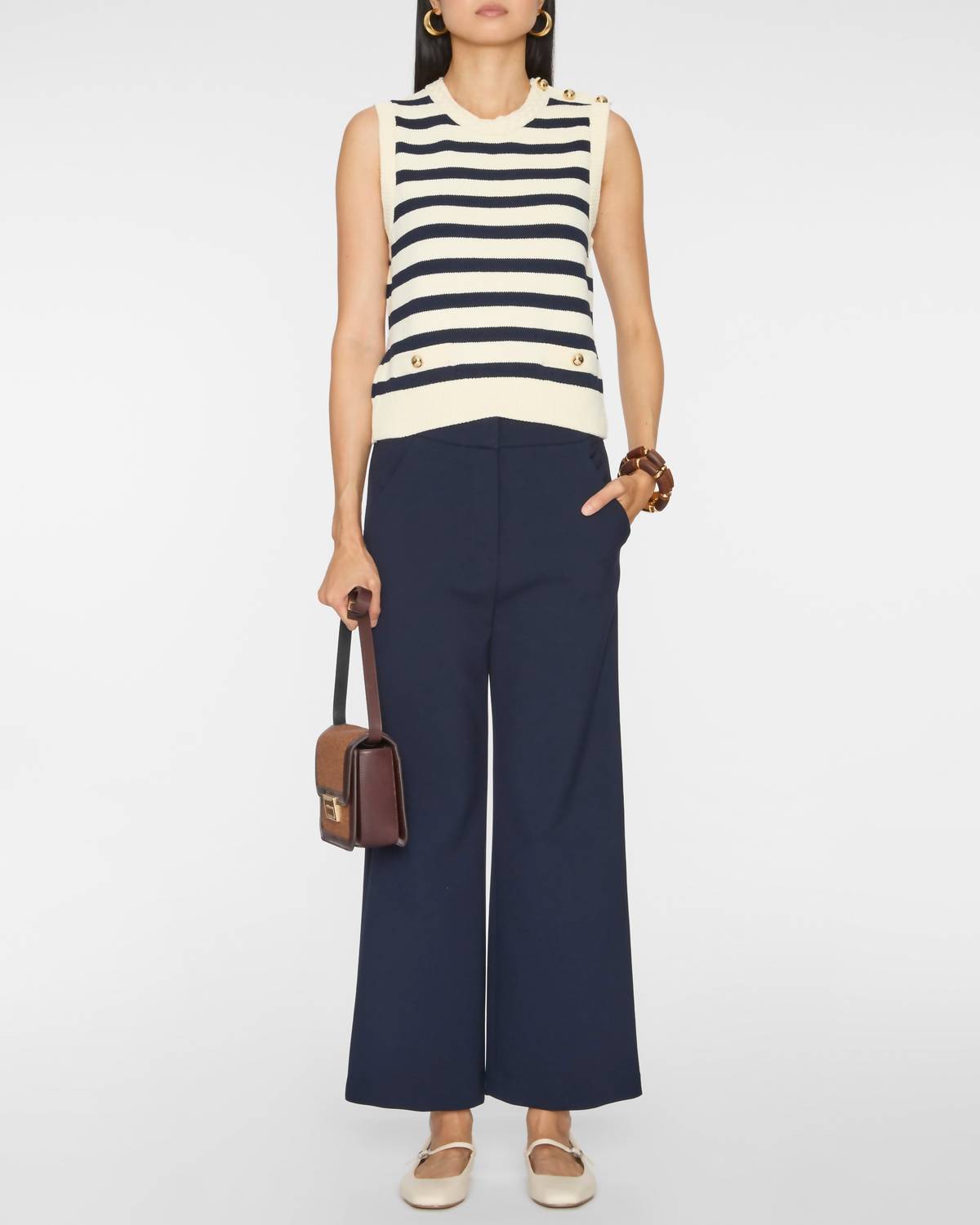FRAME The Harbor Stripe Vest in navy multi - women's jacket