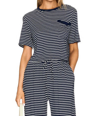 Monrow - Stripe Jersey Crop Pocket Tee