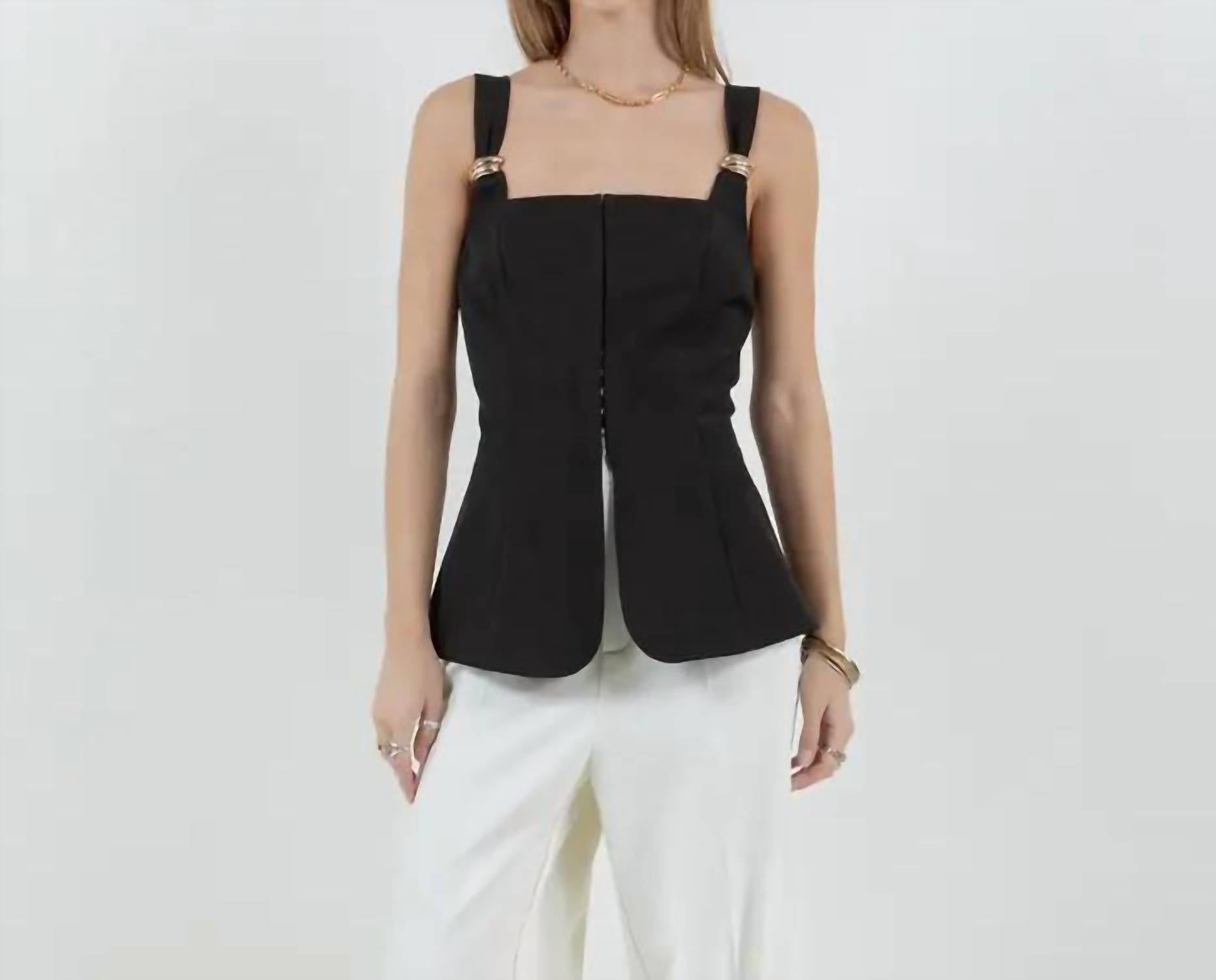 Whiteroom+Cactus - Corset Structured With Metal Trim Detail Top