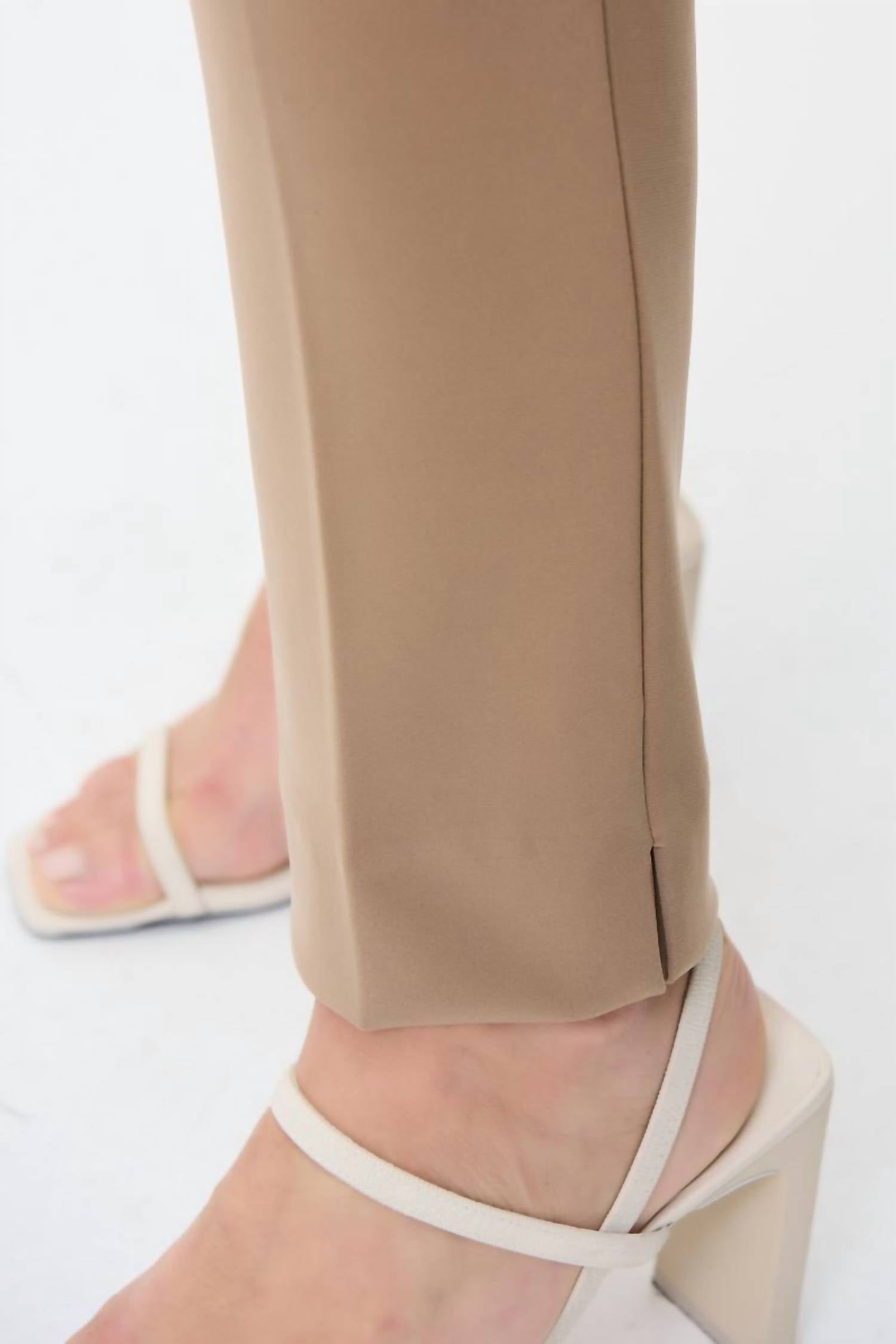 Joseph Ribkoff Straight Leg Tab Pull On Pants in latte - women's pants - alternate view