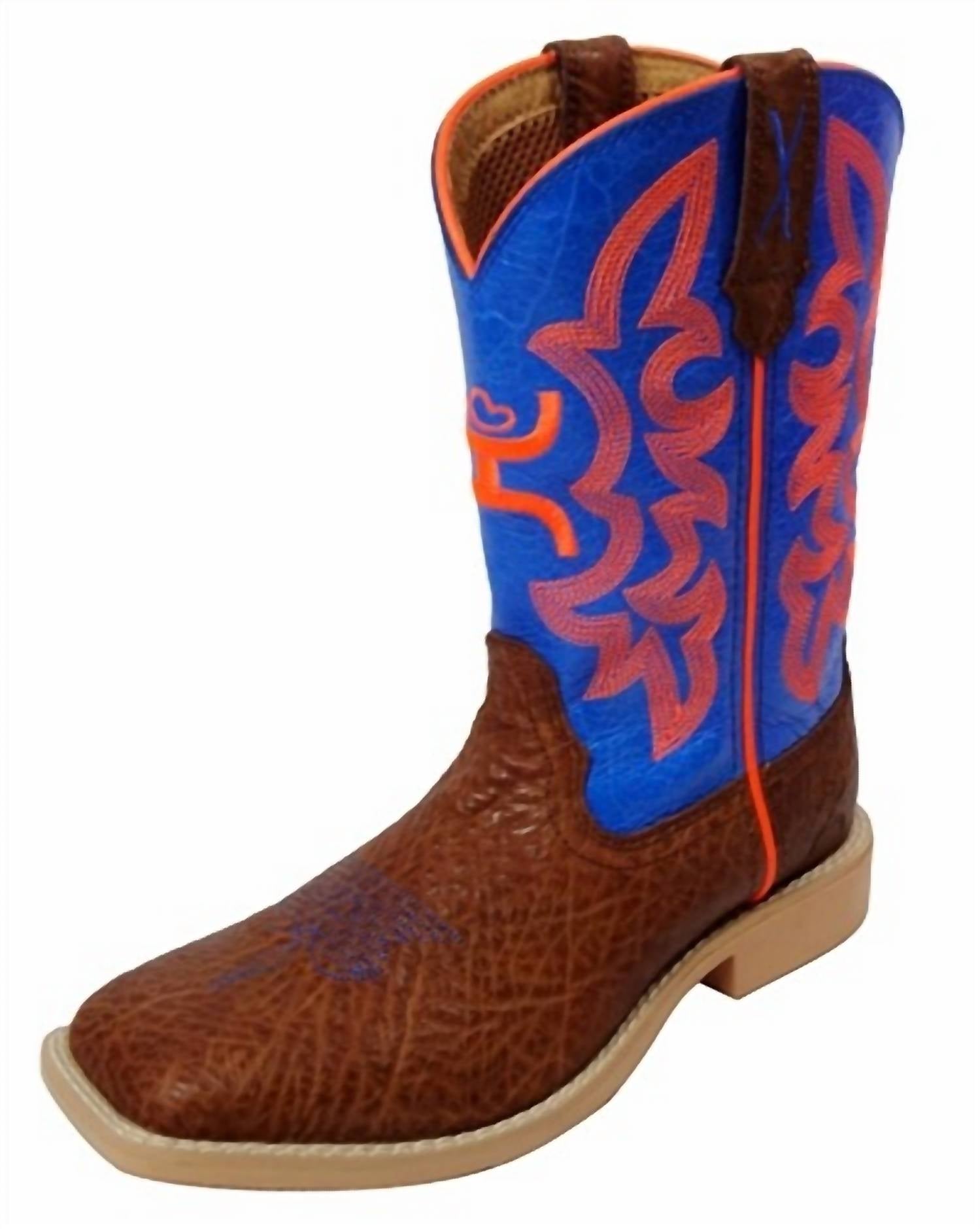 TWISTED X Kids Square Toe Boot in blue orange - kids' boots