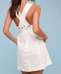 Free People Button-up Mini Dress in white - women's dress - detail view