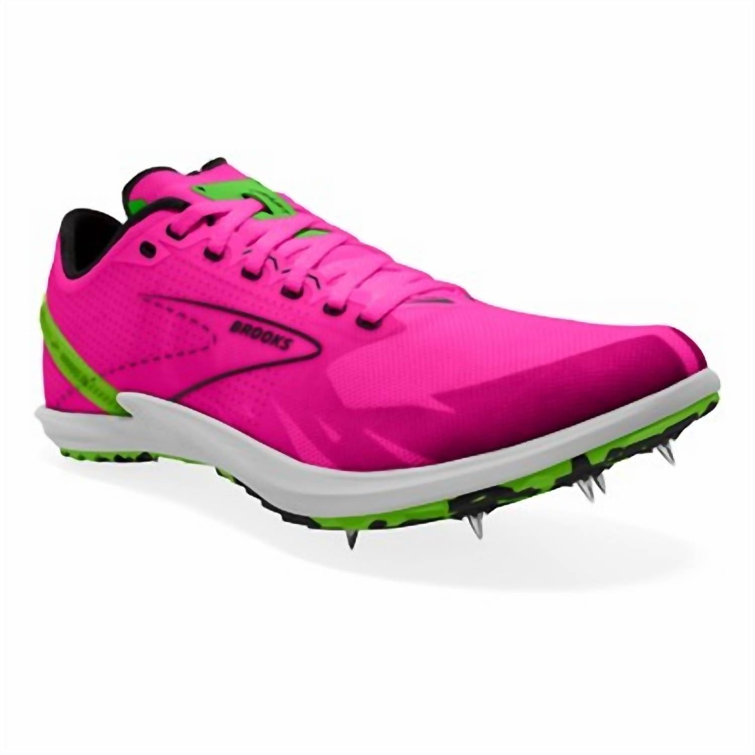 BROOKS Women's Draft Xc Spike in pink glow green black - women's shoe - detail view