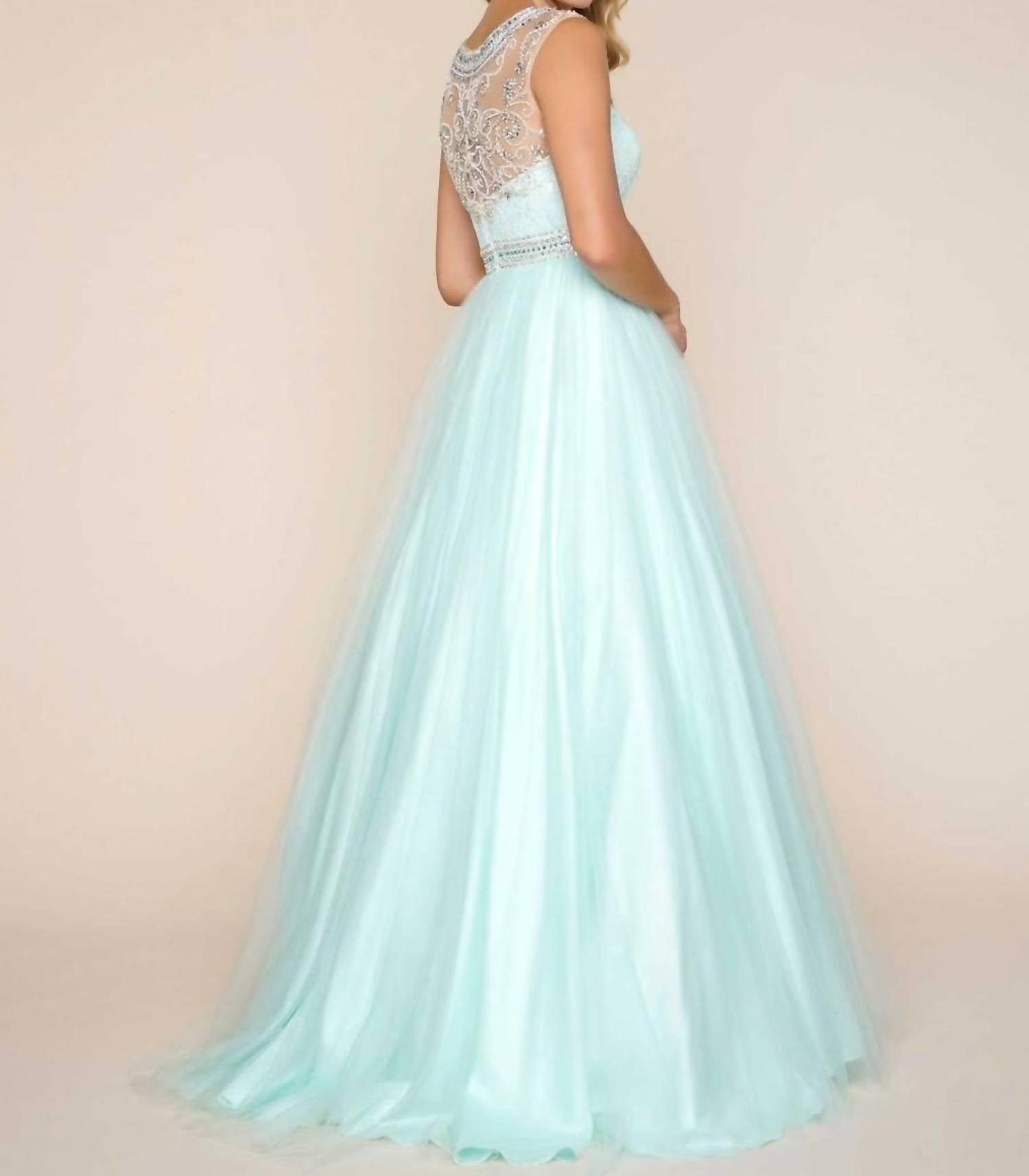 Mac Duggal - SCOOP NECK BEADED BALL GOWN