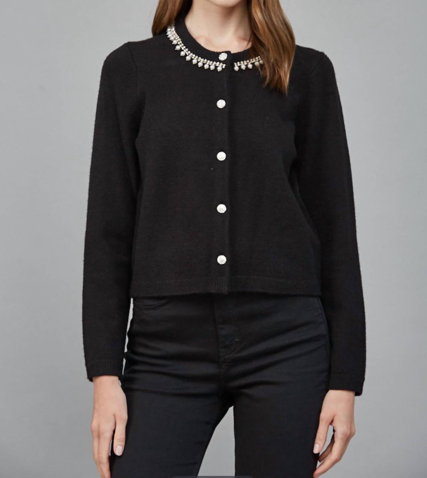 Fate By Lfd - Pearl & Rhinestone Embellished Knit Cardigan