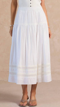 Current Air - Tiered Gathered Skirt With Ladder Lace