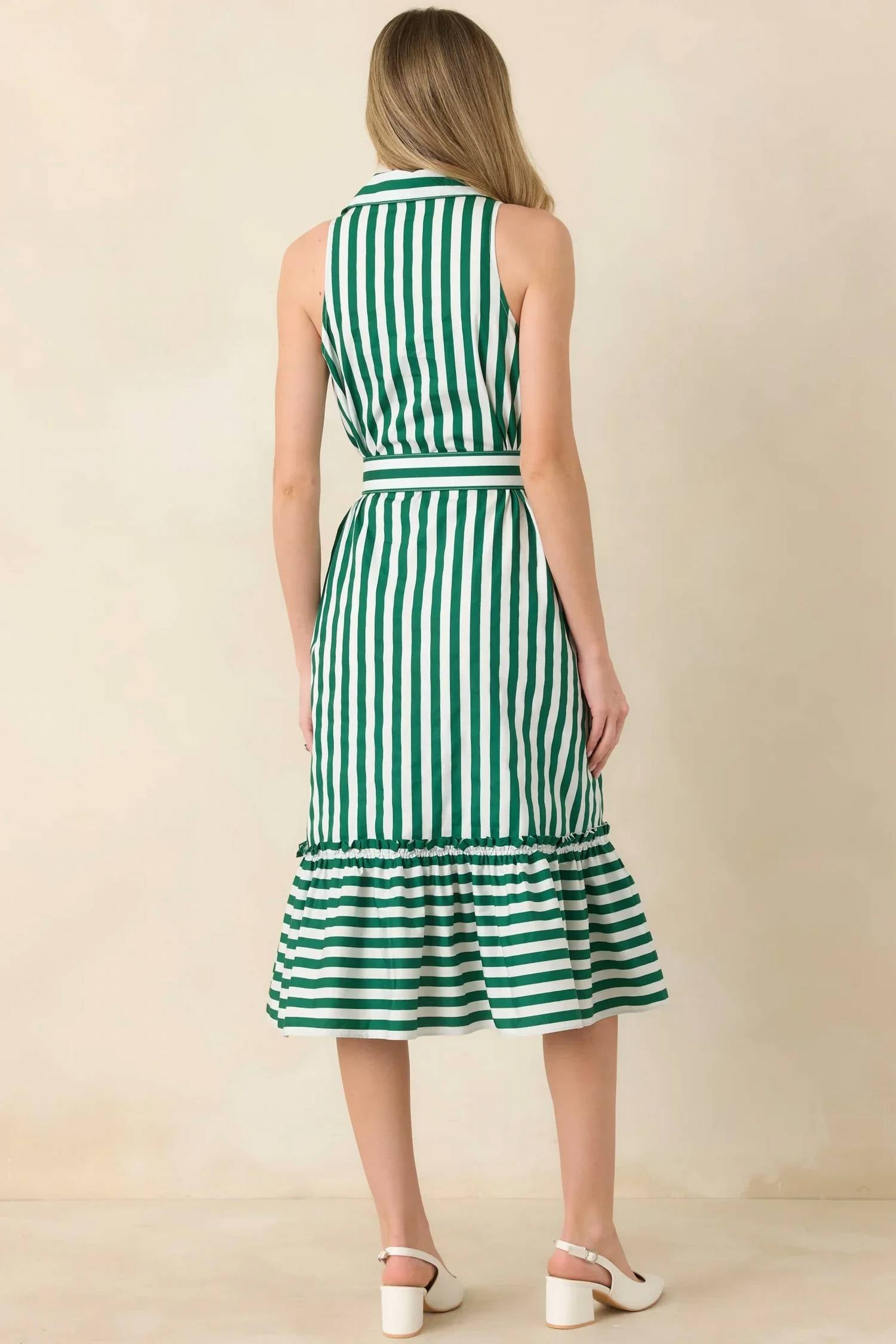 Prosperina - Lourdes Stripe Cotton Midi Dress